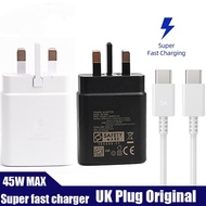 45W Fast Charger UK Super Fast Plug PD Type C for Type C Samsung Galaxy S21 Ultra S20 A72 A71 A91 Note10 Note20 Z Flip 3 TAB 7 plus USB-C Adapter