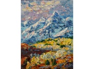 山 繪畫 風景 Original Art America Artwork Oil Rockies Impasto