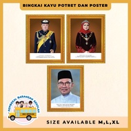AGONG & PERMAISURI KING AND QUEEN GOLDEN FRAME POTRAIT/ GOOD QUALITY / POTRET Bingkai Kayu AGONG & P
