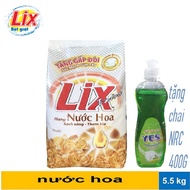[HCM]Bột giặt Lix  5.5kg HƯơng NƯớc hoa tặng kèm nước rửa chén 400g