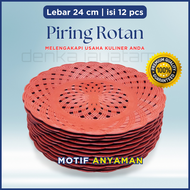 PIRING ROTAN PLASTIK MOTIF ANYAMAN / PRAD2403/ 1 LUSIN ISI 12 / PIRING DEPOT - RESTORAN - PESTA