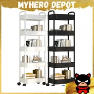 3/4/5 Tier Rolling Storage Trolley – Multipurpose Basket Organizer Cart with Handle for Kitchen, Bat