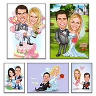 Personalized Married Couple Portrait Poster Cartoon Custom Caricature