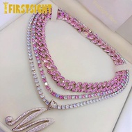 Iced Out Bling 5A Zircon 5mm Tennis Chain Necklace Women Men Hip Hop Fashio Jewelry Gold Silver Color Pink CZ Charm Choker