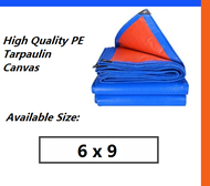 Blue Orange Waterproof Canvas Tarpaulin Sheet Canopy Camping Kanvas Khemah Pasar Malam Penutup Size 6 x 9