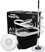 Supamop P600 Premium Foot Press and Hand Press Spin Mop Set,black