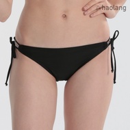 Haolang Low-Key Black Bikini Swimming Trunks/Side Laced-Up Hip Style