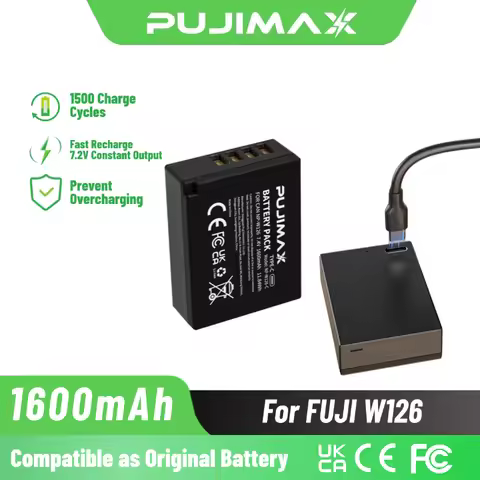 PUJIMAX 1600mAh NP-W126 W126S USB-C Rechargeable Battery for Fujifilm FinePix X-T30 II,X100V X-S10 X