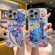 Oil Painting Color Castle Whale Suitable for 16promax Phone Case Cover 15 Lens Holder 1314