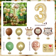Cute Animal Head Balloon Set Tiger Lion Giraffe Balloon 32 inch Digital Balloon 0-9 for Jungle theme