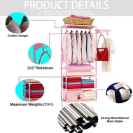 ❡♂▩REDBUZZ Wardrobe Storage Metal Cloth Rack Hanger Drying Racks Clothes Rack Rak Almari Rak Sangkut Baju