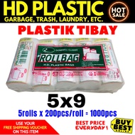 HD Plastic Roll Bag 5"x9" Clear Roll Type 1000pcs Garbage Trash Laundry Multipurpose Bag