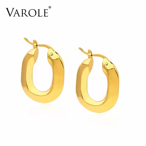 VAROLE Simple Earrings For Women Gold Color Geometry Hoops Earings Fashion Jewelry 2021 Gifts Kolczy