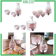 [Amleso] Glass Sake Set Japanese Cold Sake Glasses for Wedding Hotel Picnic