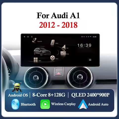 Android 15 For Audi A1 2012 - 2018 Car Radio Video Multimedia Player Navigation GPS BT WIFI QLED Tou
