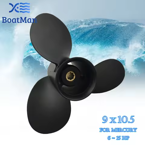 BoatMan® 9x10.5 Aluminum Propeller for Mercury Outboard Motor 6HP 8HP 9.9HP 15HP 8 Tooth Spline 48-8