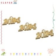 CLEVER 50Pcs 2024 Graduation Charms, Golden 2024 Year Charms Pendant, Graduation Graduation Cap Charms Jewelry Making