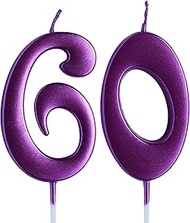 Pink 60th Birthday Candle, Number 60 Years Old Candles Cake Topper, Woman Party Decorations, Supplie