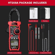 HT208D แคลมป์มิเตอร์ดิจิตอล True RMS - เครื่องทดสอบอุณหภูมิโอห์ม Hz 1000A