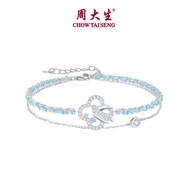 CTS Silver Zircon Swallow Clover Double-layer Bracelet Jewelry CHOW TAI SENG S0WA00544CH S0WA00547CH