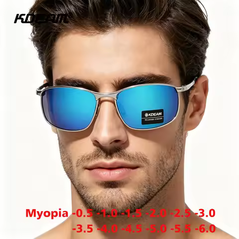 KDEAM Metal Square Frame Polarized Myopia Sunglasses Men Fashion Optics Glasses Brand Prescription O