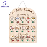 greatbuy666-Daily Visual Scale Card Wood Schedule Visual Wall Planner for Kids Daily Routine Chore C