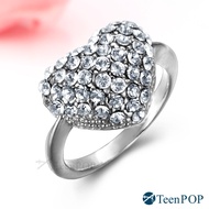 Ring ATeenPOP Genuine White K Three-Dimensional Love Full Diamond Female AA399