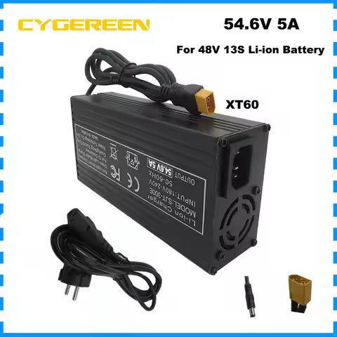 54.6V 5A Li-ion Fast Charger 48V 13S 20AH 30AH 50AH Lithium RV Golf Cart Energy Storage Battery Char