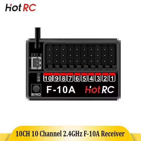 HotRC F-10A 10CH 2.4G Receiver Voltage Return PWM DC4V-9V Radio System 300-800m for RC Car Aircraft