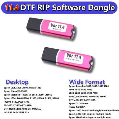 11.4 DTF RIP Software USB Dongle Key For Epson L18050 L8050 L8180 L1800 ET 5800 5850 Hoson i3200 i16