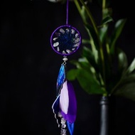 Amethyst Purple and Blue Butterfly Wings Dream Catcher Car Mirror Charm