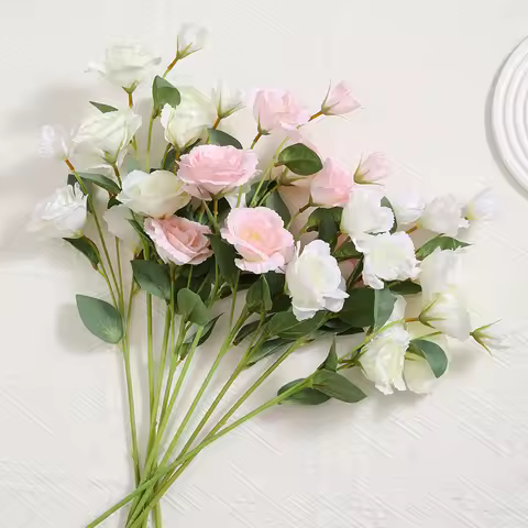 1PC Artificial Flower High-grade Silk Flower 4 Heads Fake Eustoma Gradiflorus Lisianthus Christmas P