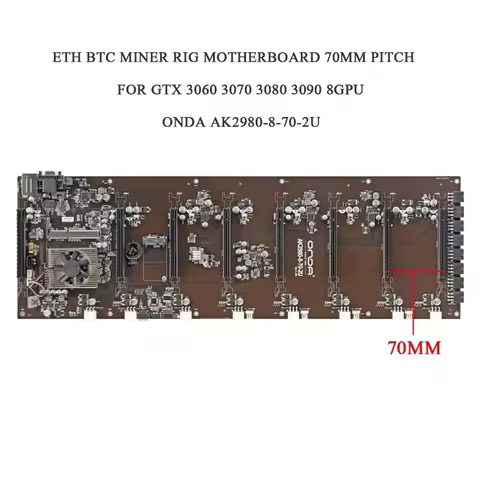 Onda Motherboard AK2980 K15 B250 AK4025-D8P-70MM 8 GPU BTC ETH Miner Rig For GTX 3060 3070 3080 3090