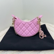 CHANEL 香奈兒 23p粉紫色月亮包 月牙mini包單肩斜挎包