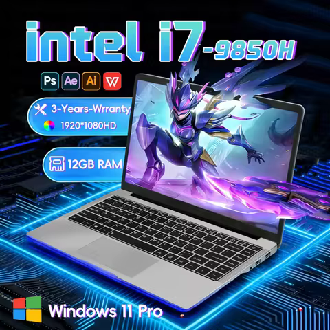 2025 Office Laptop Windows 11 intel i7-9850H/Intel Atom x7 A395014.1" Notebook Computer 4K HD 12GB R