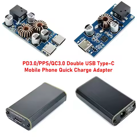 QC3.0 QC2.0 Double USB Type-C Mobile Phone Quick Charge Adapter DC7.1V-32V 3A 30W Step Down Module F