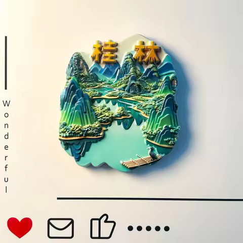 Guilin, Guangxi, China, Creative Scenery, Landscape Scenery, Tourist Souvenirs, 3D, Refrigerator Sti