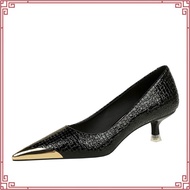 4.5cm banquet slimming thin heel  mid heel  metal pointed iron head snake pattern women's shoes
