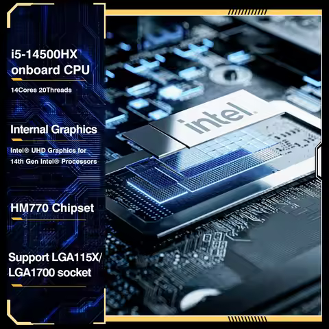 ERYING i5 14500HX NAS Motherboard and Processor Combo Intel 14th Gen HM770 4*DDR5 UDIMM RAM Slot M.2