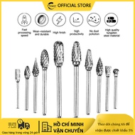 10 cái Vonfram Thép mài Đầu Carbide Burrs Bộ Diamond Burs cho gỗ Công cụ chạm khắc Công cụ quay Mini