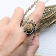 阿拉善瑪瑙純銀戒指