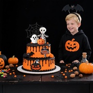 Halloween Cake Topper Set - Cute & Spooky Pumpkin/Ghost/Witch/Vampire/Castle Cupcake Toppers, DIY Ba