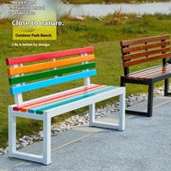 Bangku sandaran luar besi tempa luar kalis air dan kerusi kayu padu anti-karat Outdoor backrest benc