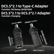 GB Type C DC5521 To DC5521 Charging Adapter 100W Overcurrent Protection For Devices