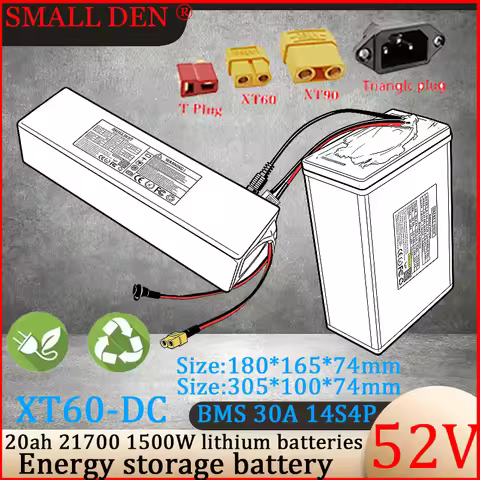 52V 20Ah 21700 14S4P Lithium Battery for Off-Road Vehicle Camping BMS 30A High Power 1500W Tax-Free 