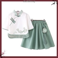 Summer New Chinese Style Tang Costume Han Costume Antique Small Girls and Teen Girls Three-Quarter S