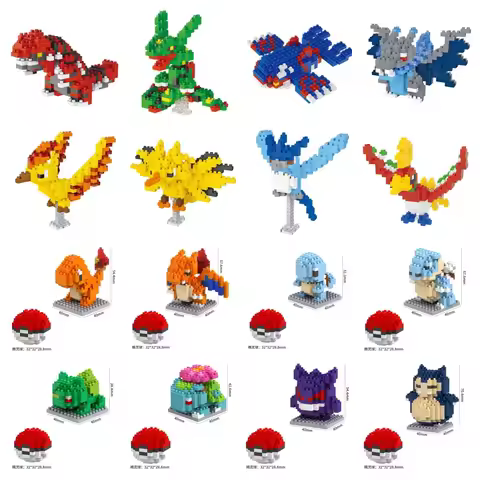 Pokemon Small Blocks Nanoblock Charizard Kyogre Groudon Rayquaza Model Education Graphics Toys for K