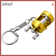 JuEeyl 1Pcs Alloy Fishing Reel Drum Pendant Keychain Key Wheel Outdoor Fishing Tackle
