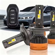 2pcs H4 Tricolor Remote Control LED Headlights H1 H7 H11 HB3 9005 HB4 9006 6500K 4300K 3000K for Car