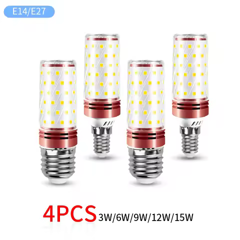 4pcs LED Corn Bulb E27 E14 Light Bulb 220V 110V LED Lamp Chandelier Candle Light For Home Decoration